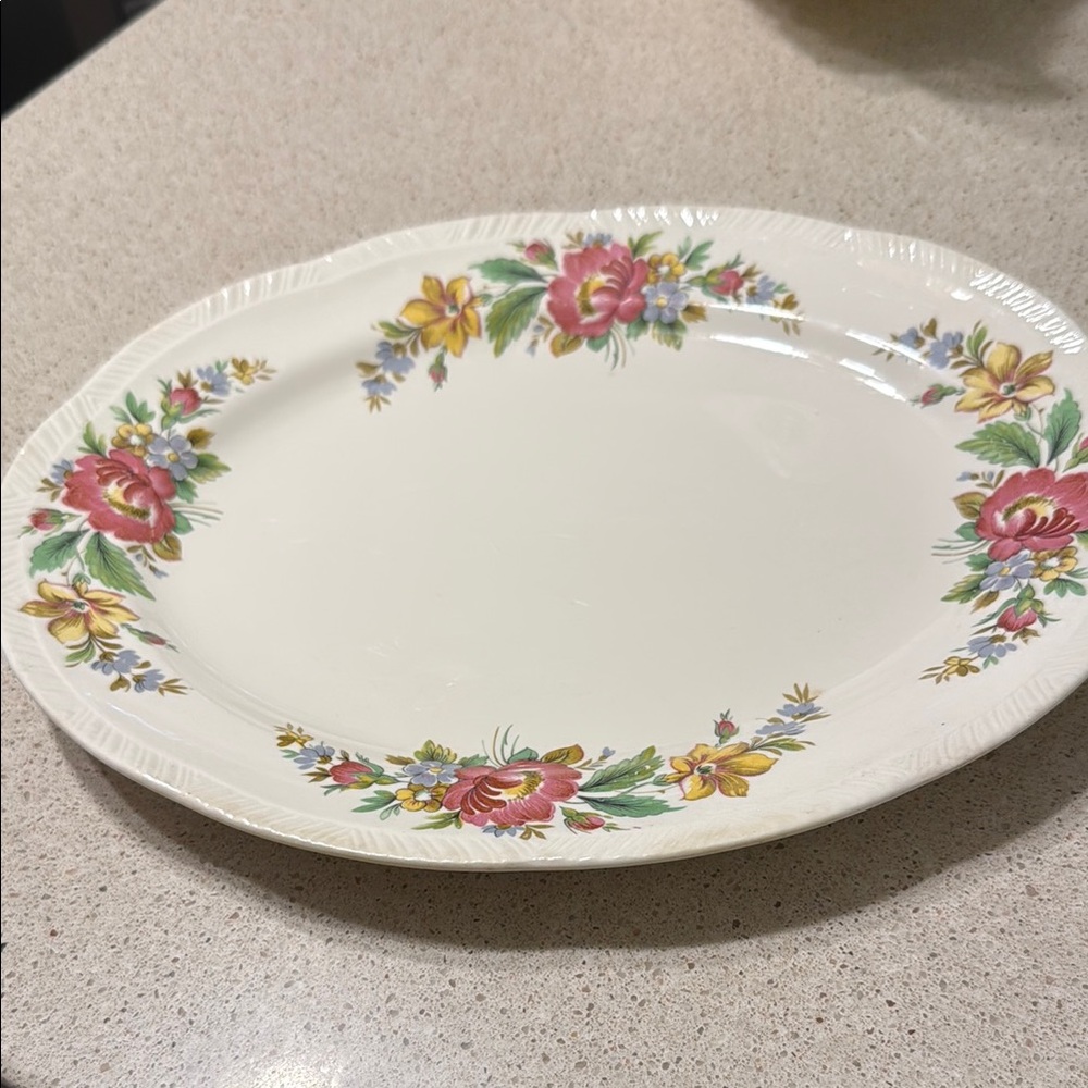 Vintage Homer Laughlin “Spring Wreath” Oval Serving Platter